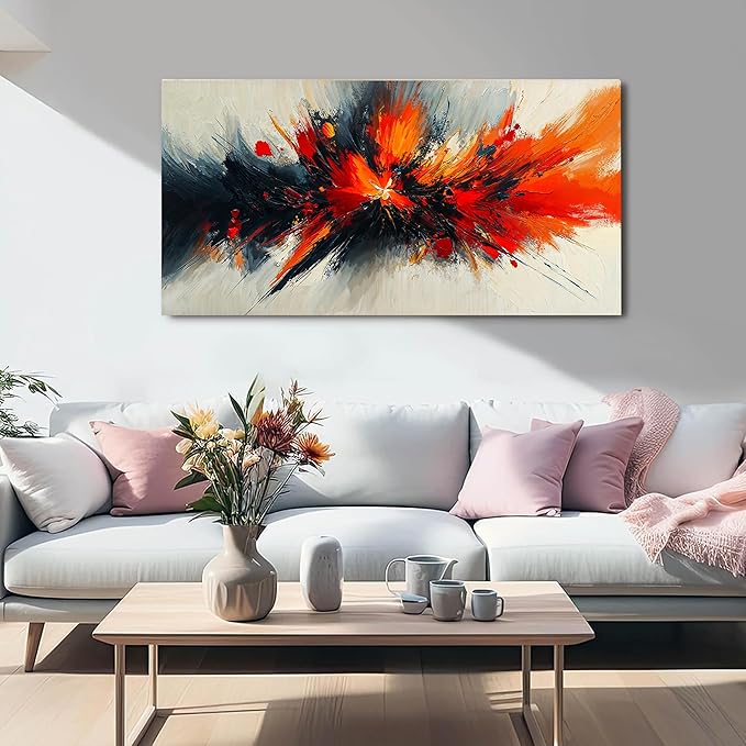Canvas Wall Art Decor Abstract Black and White Wall Art Decorations Art Work for Wall Decor Wall Art Pictures for Living Room Modern Red Wall Art Prints Artwork for Walls Home Office Decor 20" X 40"
