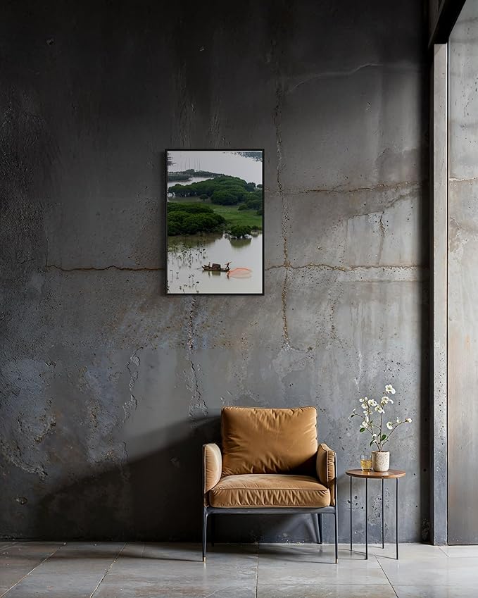 Oriental Beauty: Stunning Feng Shui Landscape Wall Art Vertical Prints for Home Decor in 3 Sizes (Casting Nets in the Mangrove Waters, 24" x 36", Oriental Beauty)