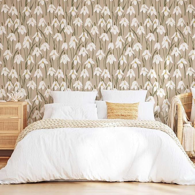 17.3" x 393.7" Floral Wallpaper Vintage Brown Orchid Peel and Stick Wallpaper Self Adhesive Removable Wallpaper for Bedroom Decorative Contact Paper