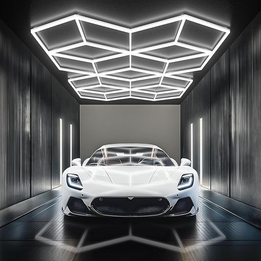 Large Hexagonal LED Lights - Overstock Hexagonal Lights for Garages, Stores, Conference Rooms, Auto Repair Shops