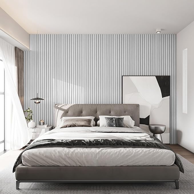 Art3d Slat Wall Panels, WPC Soundproof 3D Wall Paneling for Interior Wall Decor, TV Background, 8-Pack 96 x 6 in. Off-White