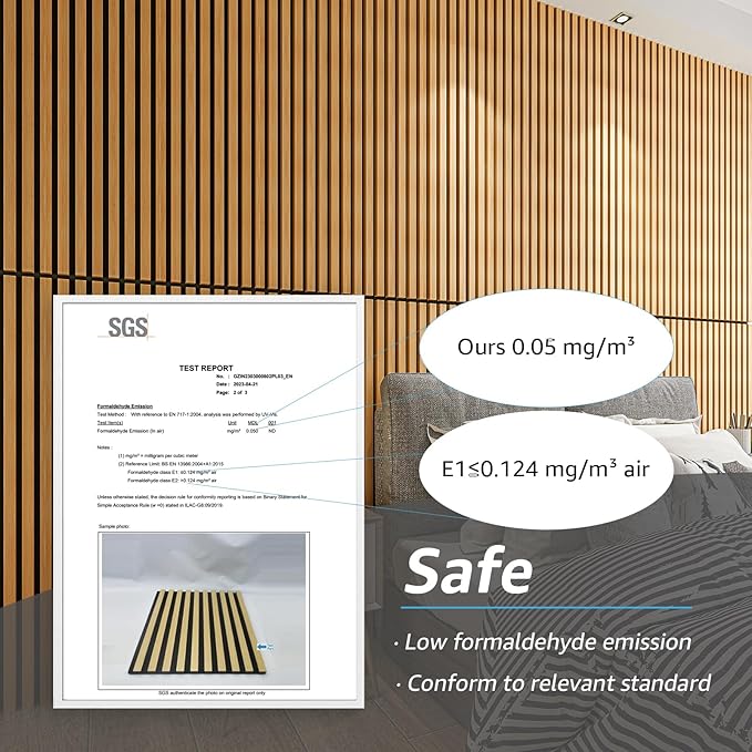 Art3d 6-Pack Acoustic Wood Slat Wall Panels for Interior Decor, 3D Fluted Sound Absorbing Wood Paneling for Accent Wall Ceiling Kitchen Living Room Bedroom Office, 94.5 x 7.9 inch Warm Teak