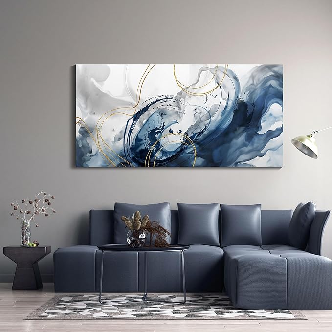 Mofutinpo Blue Wall Art Large Canvas Art Wall Decor Abstract Wall Art Blue Modern Home Decor Office Wall Decor Home Decorations for Living Room Minimalist Bedroom Artwork 29×58IN