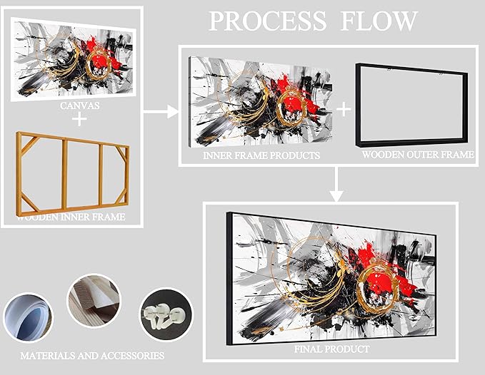 CIRABKY Abstract Canvas Wall-Art for Living Room - Large Wall Art for Bedroom with Framed Ready to Hang Size 29" x 59"