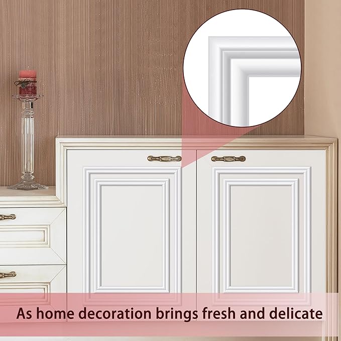 moonoom 20 Ft x 0.9''Wall Decoration Molding Trim,Self-Adhesive 3D Chair Rail Panel Molding, Flexible DIY Wall Trim for Wall Mirror Window Frame and Home Decoration