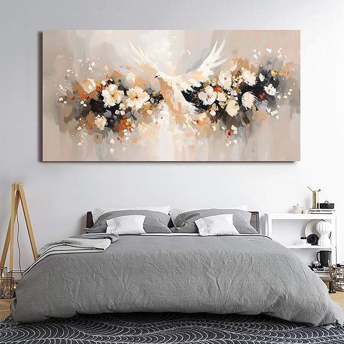 Large Canvas Wall Art Decor Wall Art Pictures for Living Room Colorful Flowers Wall Art Prints Artwork for Walls Oversized Dove of Peace Wall Art Art Work for Wall Decor Home Office Decor 29" X 58"