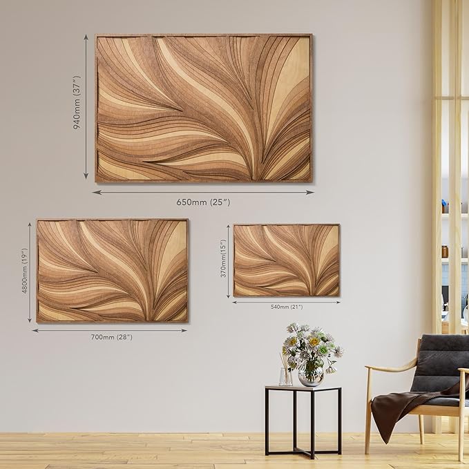 NEODECO Parametric Wood Verso, Award Winner-A'Design 2025, Wood Wall Art, 3D wood wall sculpture, Abstract wall decor, Acoustic wall panel (Medium)