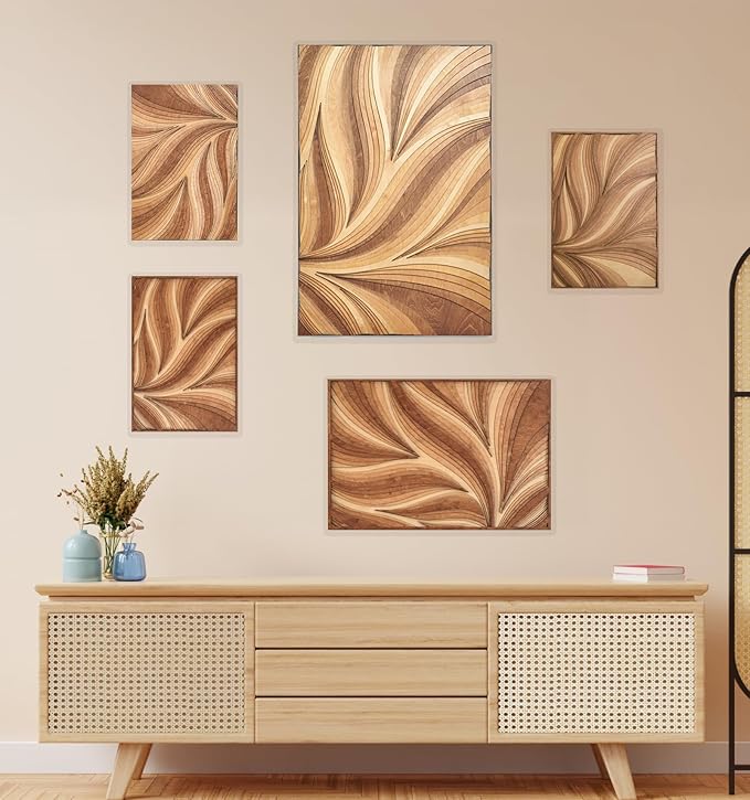 NEODECO Parametric Wood Verso, Award Winner-A'Design 2025, Wood Wall Art, 3D wood wall sculpture, Abstract wall decor, Acoustic wall panel (Small)