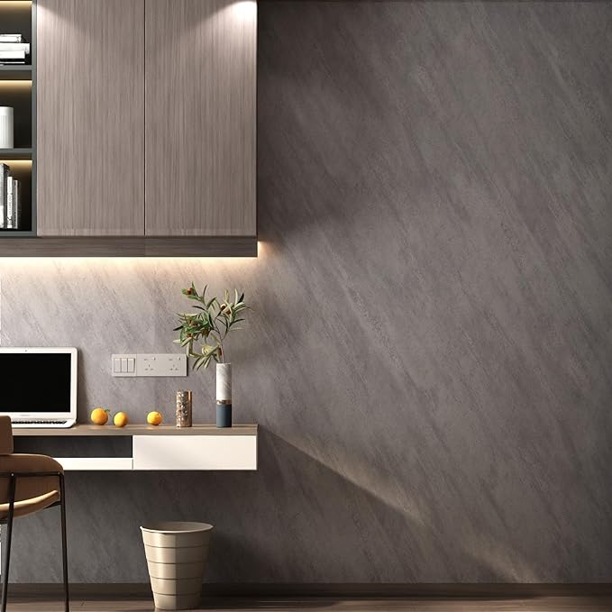 16"×118" Thick Grey Concrete Contact Paper for Countertops 3D Gray Concrete Wallpaper Peel and Stick Removable Cement Wallpaper Vinyl Wrap Tile Sticker for Kitchen Island Walls