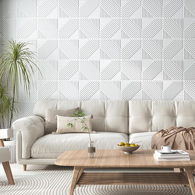 Art3d 33-Pack 3D Wall Panels for Interior Wall Decor, Textured Accent Walls Paneling for Living Room, Bedroom, TV Background, 12"x12" White