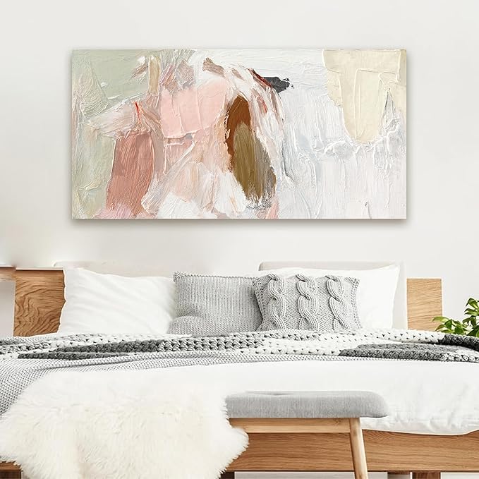 Canvas Wall Art Decor Wall Art Pictures For Living Room Pink and White Wall Art Decor Abstract Art Wall Decoration Abstract Wall Art Prints Art Work for Bedroom Office Kitchen Wall Decor 24" x 48"