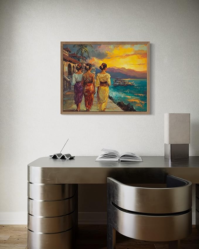 Philippines Art Print Poster, Asia Oriental Countries Culture Wall Art Asian Paintings for Bedroom Bathroom Living Room Decor 97 (Philippines, 11 x 14 inches, Wood Frame)