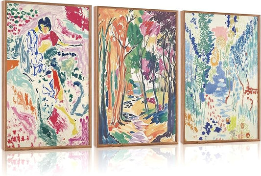 CHDITB Abstract Expressionist Framed Canvas Wall Art Set, Colorful Nature Inspired Wall Decor, Modern Gallery Art Spiritual Wall Painting, Eclectic Art Prints for Living Room Bedroom Office-24 x36 x3