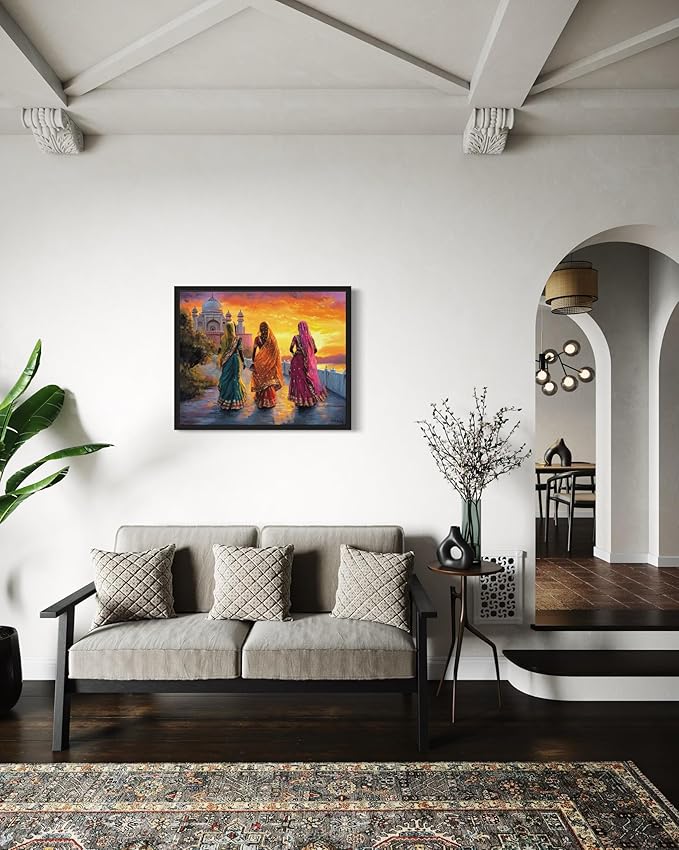 India Art Print Poster, Asia Oriental Countries Culture Wall Art Asian Paintings for Bedroom Bathroom Living Room Decor 97 (India, 16 x 20 inches, Unframed)