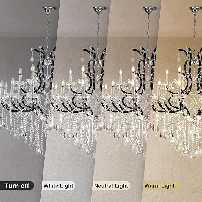 Large Black Crystal Chandelier Light Fixtures, 18 Lights Modern Crystal Chandeliers for Dining Room,Staircase Hallway Living Room Entryway,2 Layers 41'' Foyer Chandelier