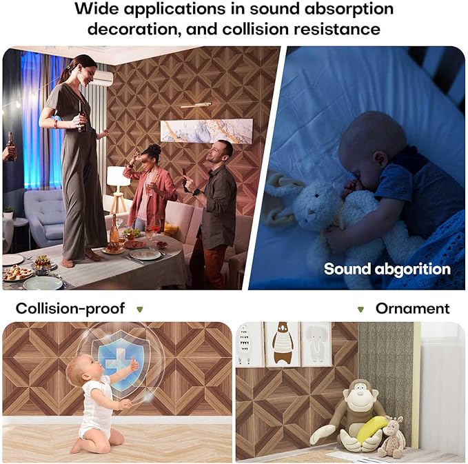 10 Pack Large Soundproof Wall Panels, 15.7 x 15.7 x 0.4 in Sound Proof Panels for Walls,0.9lb/ft³, High Density.Wood Grain Printing Sound Panels, 3D AcousticPanels,Artistic Noise