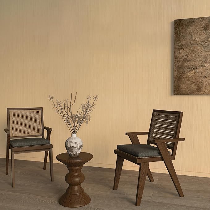 32"x354" Grasscloth Wallpaper Peel and Stick Light Yellow Thick 3D Relief Matt Textured Faux Linen Boho Contact Paper Vinyl Waterproof Vintage Grass Cloth Wall Paper for Office Bedroom Hotel Apartment