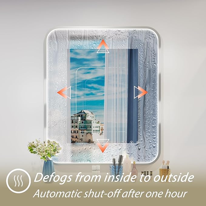 30x36 Inch Silver LED Bathroom Mirror with Lights, Adjustable 3000K/4500K/6000K, Lighted Bathroom Vanity Mirrors, Wall Mounted, Memory Stepless Dimmable, Anti-Fog, Horizontal/Vertical