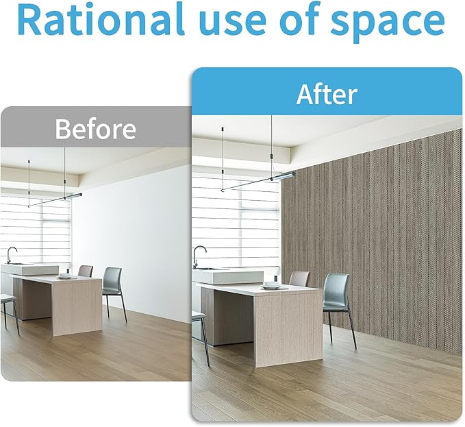 Art3d 4-Pack Glue-On Herringbone Wainscoting Panel for Interior Wall Decor - 104 x 12 Inch Polystyrene Ultralight Slim Slat Wall Panels for Living Room Bedroom, Ashtree