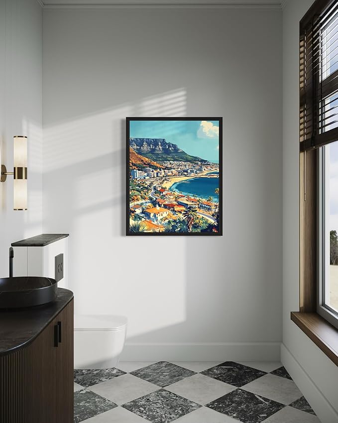 Cape Town South Africa Wall Art Poster Print, Vintage Retro Landscape Scenery Painting Artwork Travel Prints Decor Cityscape Landmarks Gallery 27 (Cape Town South Africa, 8 x 10 inches, Unframed)