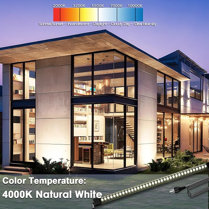 72W LED Wall Washer Light Bar, 4FT 4000K Neutral White Outdoor Wall Washer Lights, 120V Waterproof IP67 LED Light Bar for Outdoor (2 Pack)