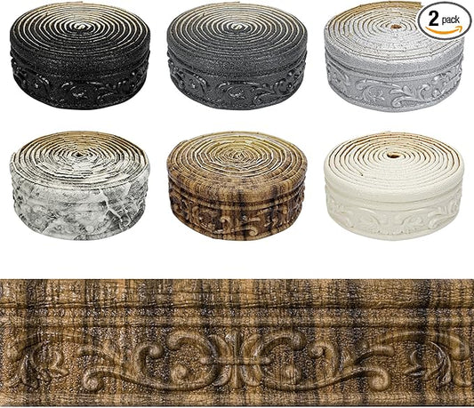 Wallpaper Border 180" x 3.1" Peel Stick Foam Molding Trim Self Adhesive, Crown Molding Wallpaper Border Flexible, 3D Wall Edging Lines Foam Baseboard, Wall Base Moulding Trim for Home DIY Decoration
