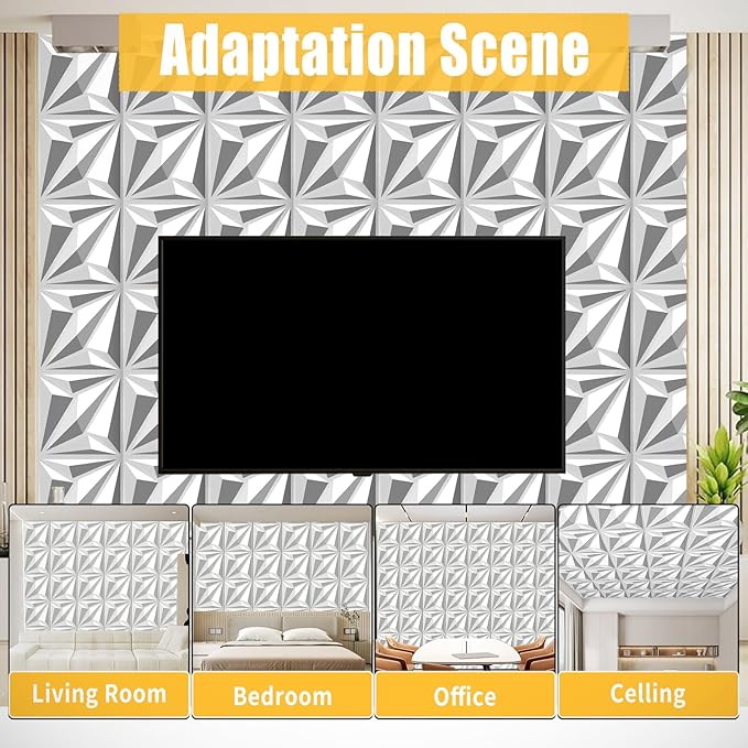 33-Piece 3D Embossed PVC Wall Panel Set – 12x12 Inch Textured Wall Decor – Quick Install, Water-Resistant – Modern Accent Panels for Living Room, Game Room, Bedroom – 33 Sq.Ft. Total Coverage