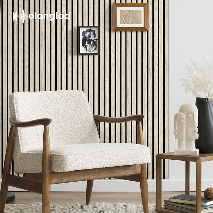 Olanglab Wood Slat Wall Panels 4 Pack, Wooden Acoustic Wall Panels, 94.5"x12.6" Each 3D Wall Panels for Interior Wall Decor (Light Oak-Extendo Trio)