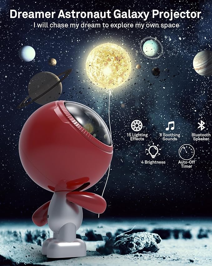 AIRIVO Astronaut Galaxy Projector, Star Projector for Bedroom, Robot Galaxy Projector Night Light for Kids, Bluetooth Speaker Ceiling Projector, Room Decor Gifts for Adults, Teens, Christmas