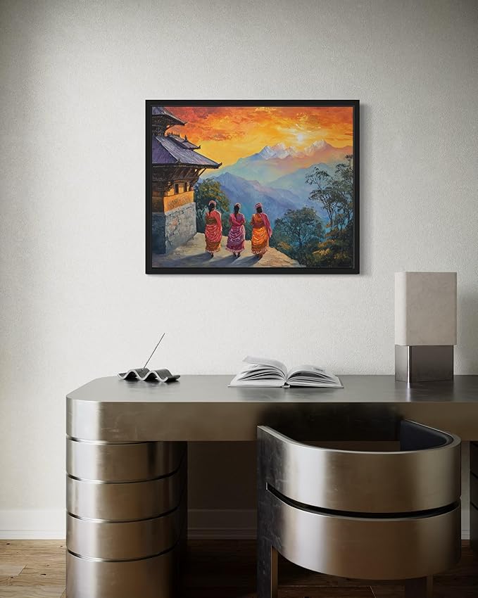 Nepal Art Print Poster, Asia Oriental Countries Culture Wall Art Asian Paintings for Bedroom Bathroom Living Room Decor 97 (Nepal, 24 x 36 inches, Unframed)