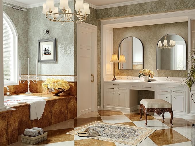 Brightify Arched Mirror, Arched Wall Mirror, 32 x 40 Inch Black Arch Mirror, Metal Frame Black Bathroom Mirror, Arched Top Bathroom Vanity Mirror for Living Room Bedroom Mantel Entryway Hallways