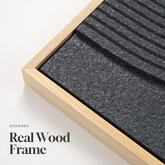 3D Textured Framed Boho Neutral Abstract Wall Art, 3 Piece Modern Artwork for Walls, Black White Brown Minimalist Geometric Paintings for Living Room, Dining Room, Bedroom Wall Decor 16x24 In