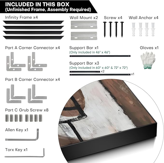 36"x36" Large Framed Wall Art - Abstract Neutral Shapes Earth Tones (Frame Assembly Required)