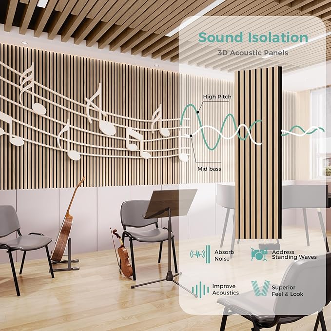 2-Pack 94.5" x 12.6" 3D Wall Panels, Soundproofing Acoustic Panels for Interior Wall Decor, Accent Wall Paneling for Home and Apartment, Oak