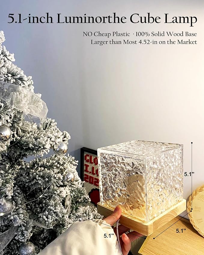 2 PCs Cordless Ocean Lamp, Rechargeable Northern Lights Cube Ocean Wave Projector Light Aurora Glow Lamp,16 Colors Gradual Rotating with Remote Control for Bedroom Living Room and Game Room