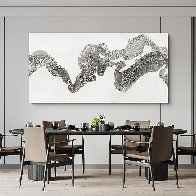 Abstract Wall Art Decor Large Modern Wall Art Decor Oversized Wall Art Pictures for Living Room Abstract Canvas Art Wall Decor Gray White Wall Art Prints Artwork for Walls Home Office Decor 29" X 58"