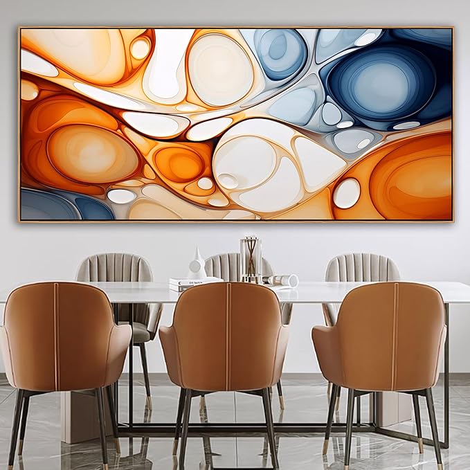 KLAKLA Orange Wall Art 86x39 Inches - Abstract Huge Canvas Picture Wall Decor Living Room Oversized Artwork for Walls Bedroom Office Decoration Modern Frame Wall Art