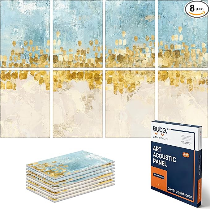 BUBOS 8 Pack Art Acoustic Panels Soundproof Wall Panel,47.2X31.4 Inches Sound Absorbing Panel,Self-Adhesive Decorative Acoustical Wall Panels, Acoustic Treatment for Ceiling Home Office（Dancing Star）