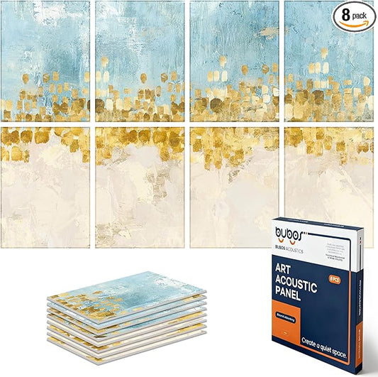 BUBOS 8 Pack Art Acoustic Panels Soundproof Wall Panel,47.2X31.4 Inches Sound Absorbing Panel,Self-Adhesive Decorative Acoustical Wall Panels, Acoustic Treatment for Ceiling Home Office（Dancing Star）
