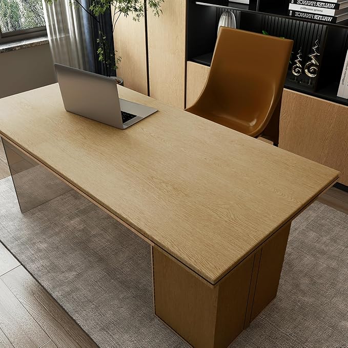 31.5"x78.74" Beech Wood Contact Paper Stick and Peel Wallpaper Removable Self Adhesive Yellow Brown Wood Grain Wallpaper Air Guide Slot Design Wood Vinyl Wrap for Countertops Cabinets Furniture