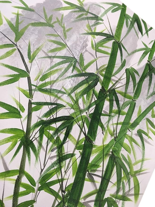 Chinese Shanshui Painting Black and White Landscape Wall Art Green Bamboo Canvas Artwork