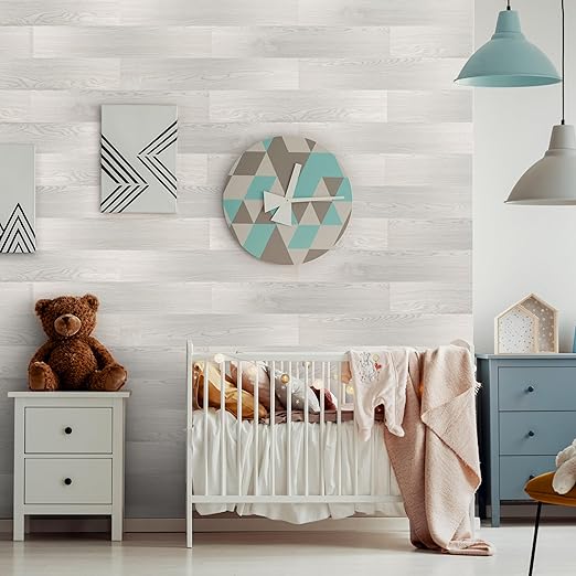 Accent Wall Planks, Peel and Stick, Accent Wall in a Box, Strong Adhesive, Light Weight, Removable, Easy DIY Install, Beautiful Accent Wall, Wainscot, Backsplash (White Washed Oak)
