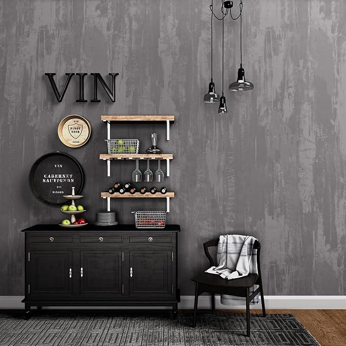 31.5x157inch Extra Wide Light Grey Concrete Wallpaper Peel and Stick Silver Grey Stained Contact Paper Matte Thick Self-adhesive Wall Paper Roll Waterproof Furniture Sticker Modern Industrial Style