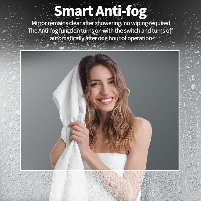 Koonmi 40"x30" LED Mirror for Bathroom, 90CRI Anti-Fog Vanity Mirror with Front and Backlight, Shatter-Proof Wall Mirror with Light, Easy Install Lighted Mirror for Modern Bathroom (IP65)