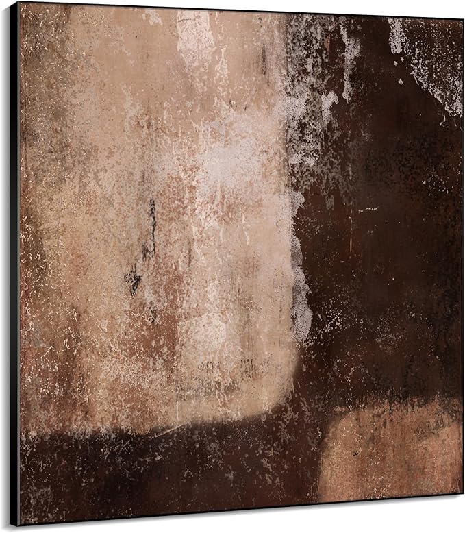 72"x72" XL Framed Wall Art - Rustic Earthy Brown and Beige (Frame Assembly Required)