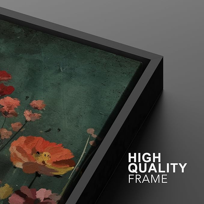 MUDECOR Framed Wall Art Print Set Vintage Wildflower Meadow with Colorful Blooms Illustrations Modern Art Boho Decorative Colorful Chic for Living Room, Bedroom, Office - 16"x24"x3 Black