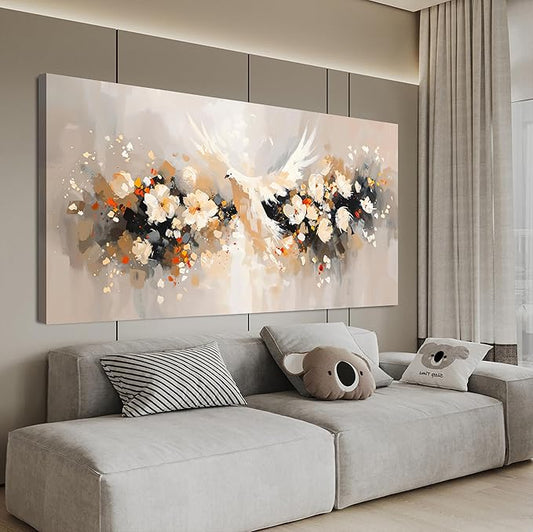 Large Canvas Wall Art Decor Wall Art Pictures for Living Room Colorful Flowers Wall Art Prints Artwork for Walls Oversized Dove of Peace Wall Art Art Work for Wall Decor Home Office Decor 29" X 58"