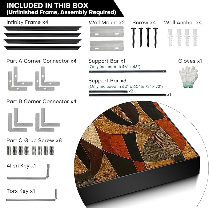 72"x72" XL Framed Wall Art - Cubist Figurative Abstract Warm Tones (Frame Assembly Required)