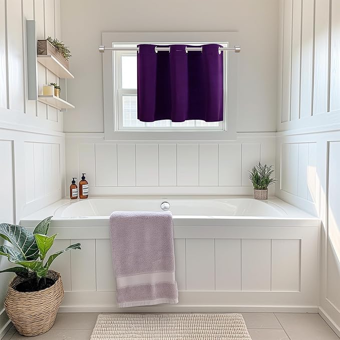 ChrisDowa Blackout Curtains 36 Inches Long for Living Room, Grommet Thermal Insulated Room Darkening Curtains for Bedroom (1 Panel Set, Royal Purple, 42W x 36L)