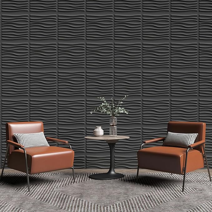 Art3d 20 Pack Decorative 3D Wall Panels, 19 Sq.Feet PVC Interior Wall Décor, 11.8"x11.8", Black